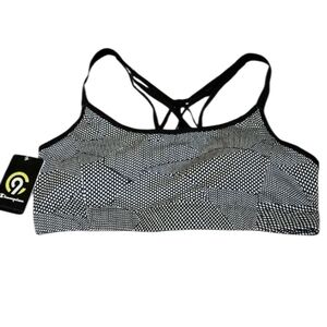 Champion Black and White Sports Bra with Crisscross Straps